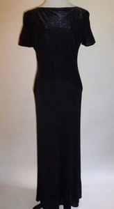 Black Jersey Mermaid Gown, Sexy Low Back, Hint Of Silver,Slim Size 14, Worn Once - Picture 1 of 9
