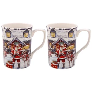 Santa Claus Christmas Set of 2 Mugs Gift Boxed - Picture 1 of 3