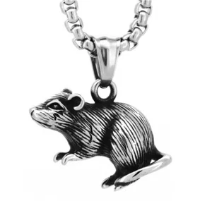 316L EDELSTAHL *** Anhänger Ratte 25 mm , Kette - Picture 1 of 11