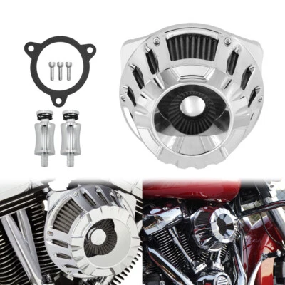 Chrome CNC Air Filter Gray Intake For Harley Touring Road King Glide 2008-2016 - Imagem 1 de 4
