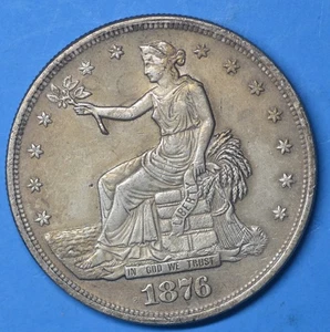 1876 P TRADE DOLLAR XTRA FINE 455.000 MINTAGE NO CHOP-MARKS NO HOLES BEAUTIFUL - Bild 1 von 3