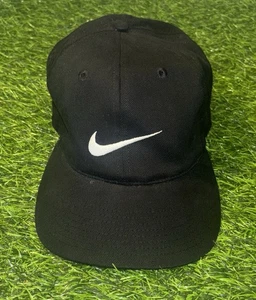 Vintage 90’s Nike Center Swoosh Logo Pro Fitted Hat Size S/M Black-White Swoosh - Picture 1 of 6
