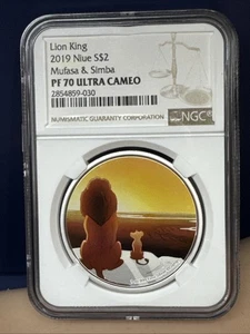 2019 Lion King Niue Two $2 Dollar Mufasa & Simba Coin PF 70 NGC - Picture 1 of 2