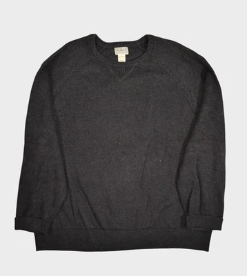 LL Bean Sweater Mens XL Dark Grey Cotton Cashmere Crewneck Jumper Pullover - Image 1 of 4