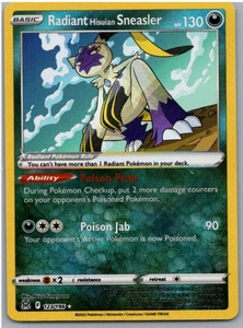 Pokemon TCG Radiant Hisuian Sneasler 123/196 Verlorener Ursprung Holo NM - Bild 1 von 2