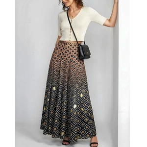 $210 NWT GEISHA DESIGNS x ANTHROPOLOGIE Hybrid Diamond Maxi Skirt - Small - Picture 1 of 15