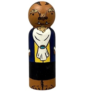 3.5” Wooden Peg Doll Dollhouse People Handmade Beauty and Beast Made by Layla - Picture 1 of 6