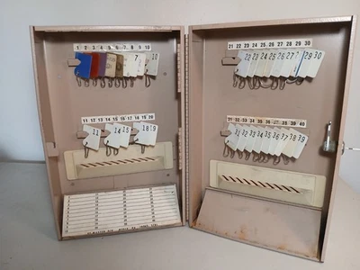 Ke-Master Locking 40 Key Tag Wall Cabinet Lock Box Security Safe Vintage W/ Key - Image 1 of 4