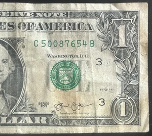 (5 STELLIGE ABSTIEGLEITER!) 1 $ Absteigende Leiter Fancy Seriennummer C50087654B - Bild 1 von 3