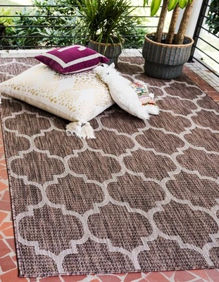 Unique Loom Outdoor Trellis Collection Area Rug (5' 3" x 8' Rectangle, Brown/... - Image 1 of 4