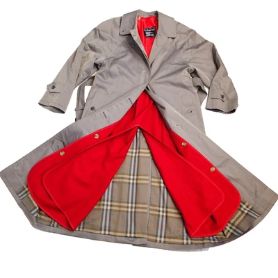 vtg Burberrys JP japan exclusive Trench Coat 4p Khaki Nova Check red Lining remo - Image 1 of 4