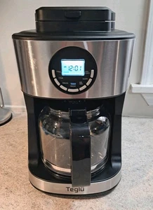 TEGLU 12-Cup Programmable Grind & Brew Coffee Maker, Glass Carafe, (USED) - Picture 1 of 24