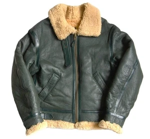 Octopus Army 1986 B-3 Flight Jacket Rare Green Sheepskin Mouton Bomber Size 40 - Picture 1 of 14