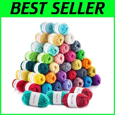 60 Assorted Acrylic Yarn Mini Skeins - 2600 Yards for Crochet & Knitting Fun - Image 1 of 4