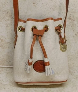 Vintage Dooney & Bourke Bucket Bag mit Kordelzug AWL Knochen/Hellbraun klein - Bild 1 von 24