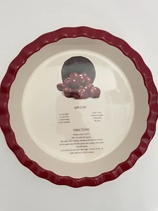 Apple Pie Recipe Baking Dish Pie Plate Red Trim Functional And/Or Display Gift - Picture 1 of 6