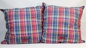Set of 2 Polo Ralph Lauren Tartan Plaid Red Blue 24" Square Throw Pillows. - Picture 1 of 14