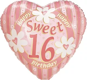 Happy 16th Birthday Happy 18th Birthday Sweet 16 Foil Mylar 18" Party Balloons - Picture 1 of 6