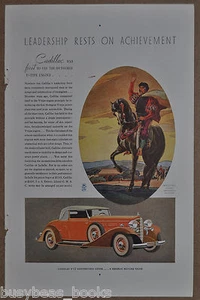 1933 CADILLAC advertisement, Cadillac V-12 Convertible Coupe, color art - Picture 1 of 2