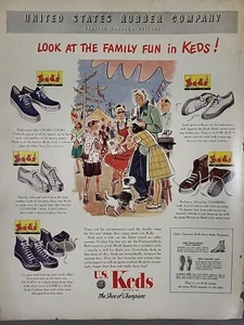 1947 U.S. Keds Print Advertising Sneakers Holiday Magazine Rubber Vacation Color - Picture 1 of 2