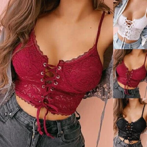 Womens Lace Bra Bralette Corset Bustier Crop Tops Bralet Cami lingerie Vest Tank - Picture 1 of 15