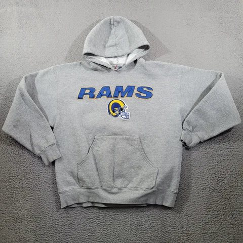 VTG St Louis Rams Hoodie Mens Extra Large Gray THRASHED Sweater 90s Y2k Sports Cover