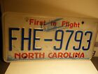 2015 NORTH CAROLINA NC LICENSE PLATE FHE-9793 ORIGINAL STAMPED FIRST IN FLIGHT