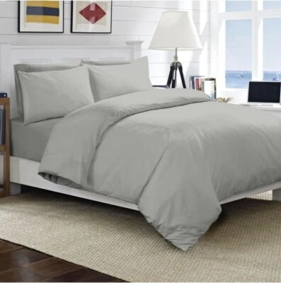 BEST BEDDING COLLECTION 100%Cotton 400 TC Twin/Full/Queen/Cal/King Silver Solid - Image 1 of 4
