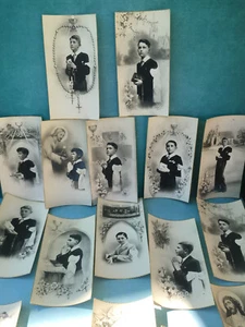 17X Anciennes Cartes Cartonnées Série Communion Photo Communiant Petit Garçon - Bild 1 von 8