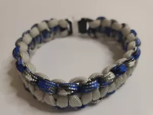 Survival Bracelet Cord Blue Gray 8" Long Snap Closure - Picture 1 of 5