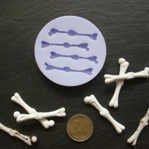 Silikonform Knochen Bones 4tlg Halloween Fondant Schokolade Topping Dekor DIY - Bild 1 von 5