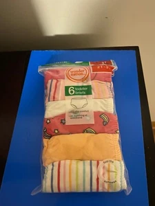 BRAND NEW TODDLER GIRLS SIZE 2T-3T WONDER NATION 6 PACK BRIEF UNDERWEAR - Picture 1 of 9