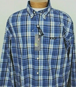 Chaps 2XB Button Front Long Sleeve Big & Tall Blue Plaid Shirt Mens NWT New - Picture 1 of 6