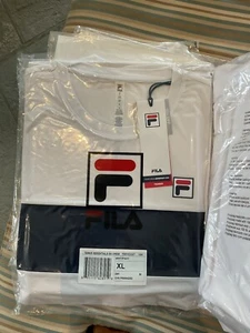 Fila Men's Crew Stripe Top T-Shirt White Tennis - Picture 1 of 4