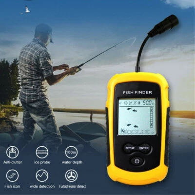 Portable Echo Sounder Fish Finder 100m Depth Sonar Sounder Alarm Transducer - Image 1 of 4