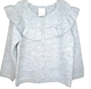 Baby Girls Trim Ruffle Cardigan Sweater Button Down Size 6m,9m,12m,24m - Picture 1 of 15