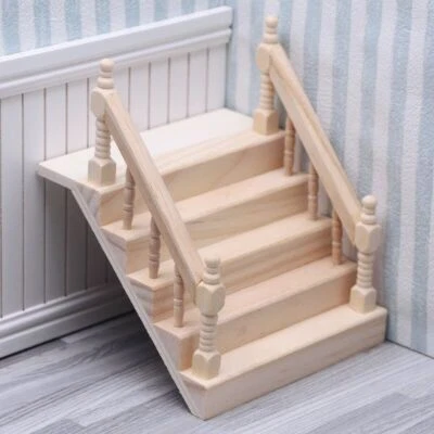 1:12 Scale Dolls House Miniatures Uncolored Stairs Armrest Furniture Accessories - Image 1 of 4