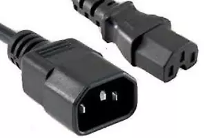 Power Extension HOT Cable IEC C14 Male Plug to IEC C15 Female Socket 3m 3 metres - Picture 1 of 2