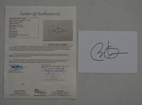 Barack Obama President Signed Autographed 5x7 Cut auto autographed JSA LOA COA Cover