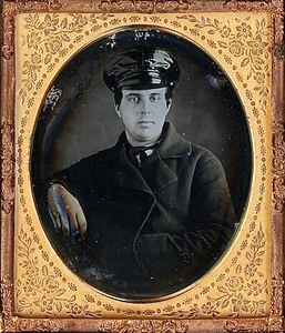Young Man Wheel Cap Hat Hand Tucked Into Jacket 1/6 Plate Daguerreotype T319 - Picture 1 of 3
