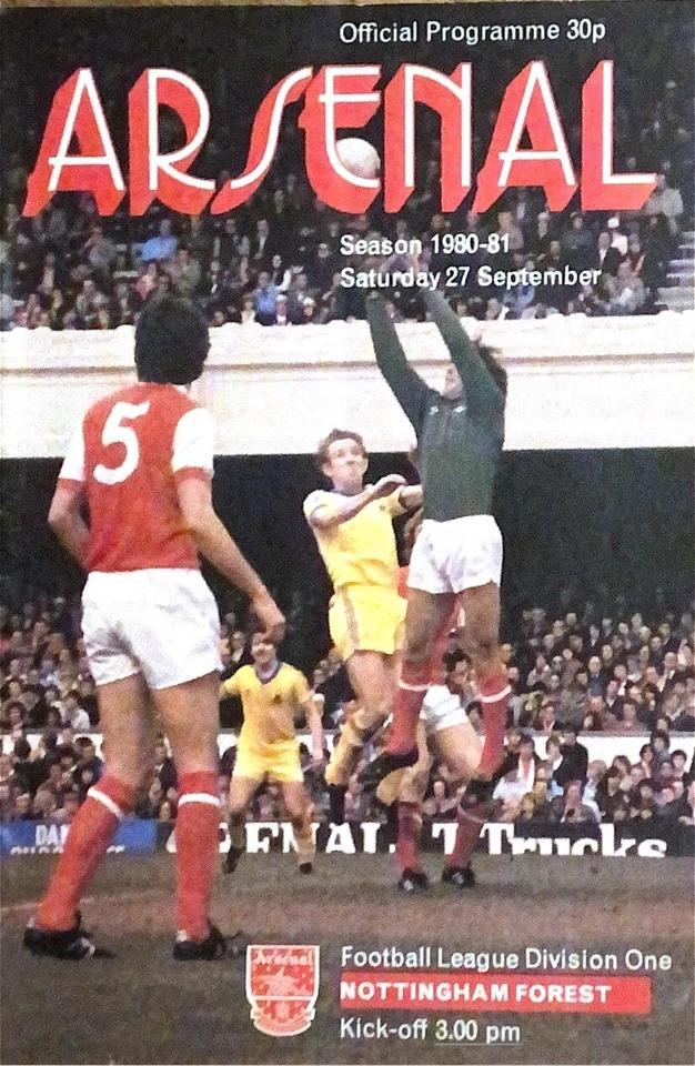 Arsenal V Nottingham Forest - 1980/81 Division 1 - 27th September 1980 - Image 1 of 1