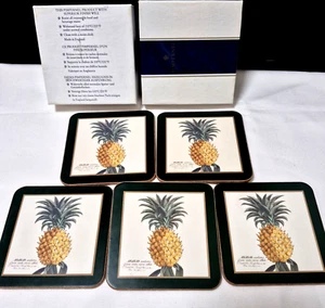 5 Pimpernel Ananas 4" Untersetzer in Box Ananas Kork Unterlage England Vintage - Bild 1 von 7