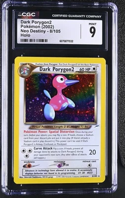 CGC 9 MINT Dark Porygon2 2002 Neo Destiny 8/105 Holo SWIRL Pokemon Card - Image 1 of 2