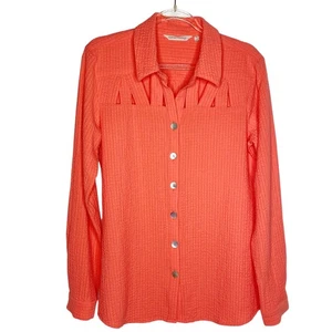 Soft Surroundings Womens Size XS Orange Peakaboo Cutout Blouse Crinkle Texture - Picture 1 of 9