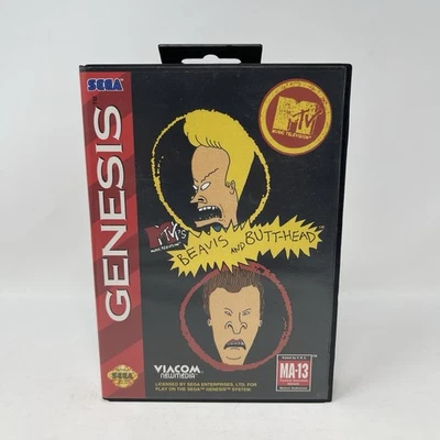 MTV's Beavis & Butt-Head Sega Genesis CIB w/Poster, 2 Reg Cards, Manual - Tested - Image 1 of 4
