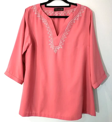 Vietnamese Silk Size 10-12 Orange Embroidered Top Shirt Blouse Business Office - image 1 of 4