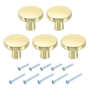 5 piezas perillas de gabinete redondas, manijas de gabinete de 1,3" x 1,02", dorado - Imagen 1 de 6
