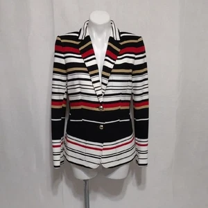 Tommy Hilfiger 8 Multicolor Striped Blazer Coat Preppy Classic Workwear Jacket - Picture 1 of 14