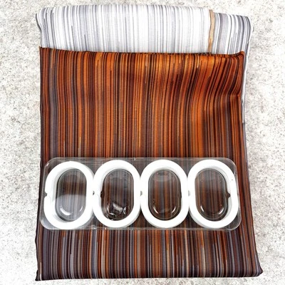"Cortina de ducha lavable a rayas naranja/gris/blanco #7289 poliéster 72""x72""" Foto 1 de 4
