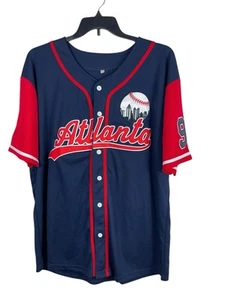 Maglia Baseball Uomo #99 Blu Rosso Atlanta Braves Manica Corta XL - Foto 1 di 11